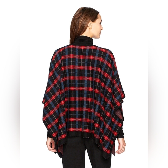 Anne Klein Tartan Poncho 0x NEW - Picture 1 of 9